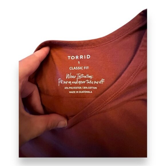 Women’s torrid 1 Red Brick Everyday Signature Jersey Crew Neck Tee 14 16 1X 1XL - Picture 7 of 10